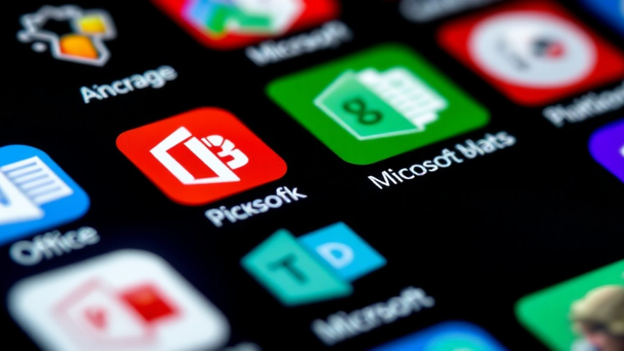 Redesigned Microsoft Office icons on digital screen.