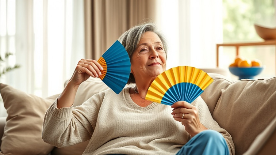 Hilfe bei Beschwerden in den Wechseljahren: Woman fanning herself indoors.