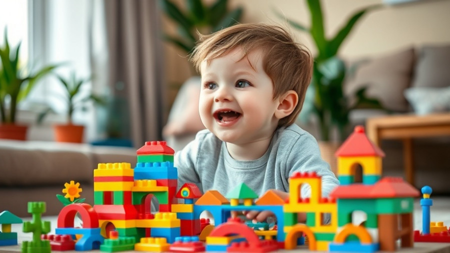 Grimm's neue Herbstkollektion 2025: Child plays with colorful blocks indoors.