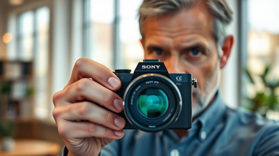 Middle-aged man using Sony ZV-1 II for vlogging, indoors.
