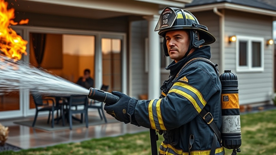 Firefighter extinguishing a fire during a Feuerwehr Einsatz in Reinbek scene