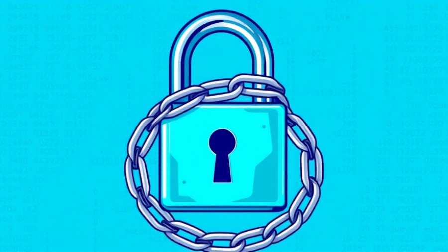 Stylized lock and chain representing IT-Sicherheit on blue background