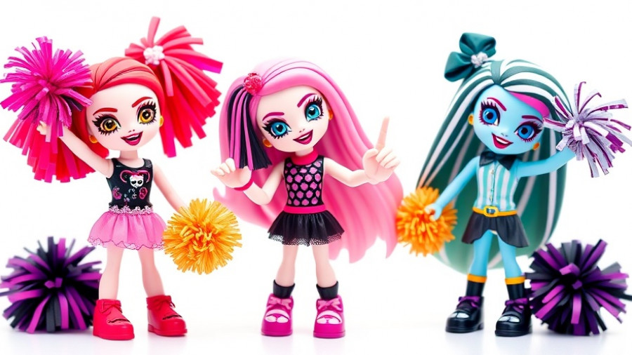 Monster High-Figuren von Playmobil posing with pompoms.