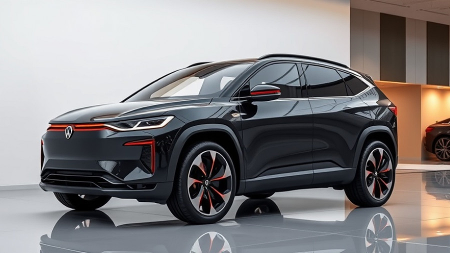 Sleek black Leapmotor C10 model SUV in modern showroom.