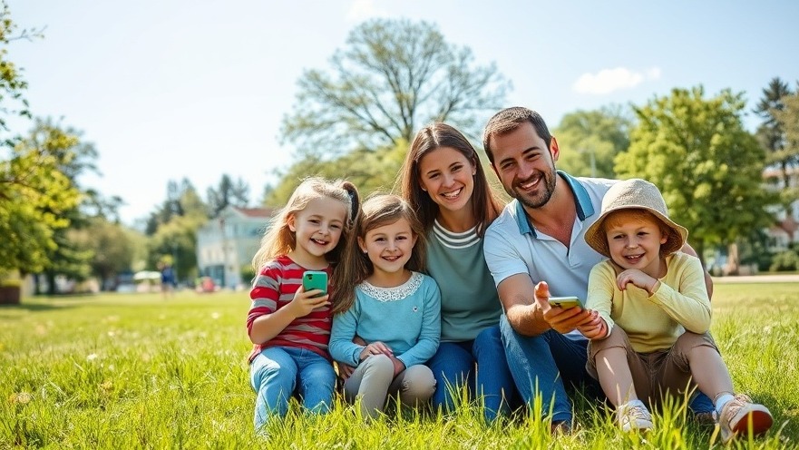 Family enjoying a sunny park day, highlighting Mobilfunknetz Stormarn and 5G Ausbau.