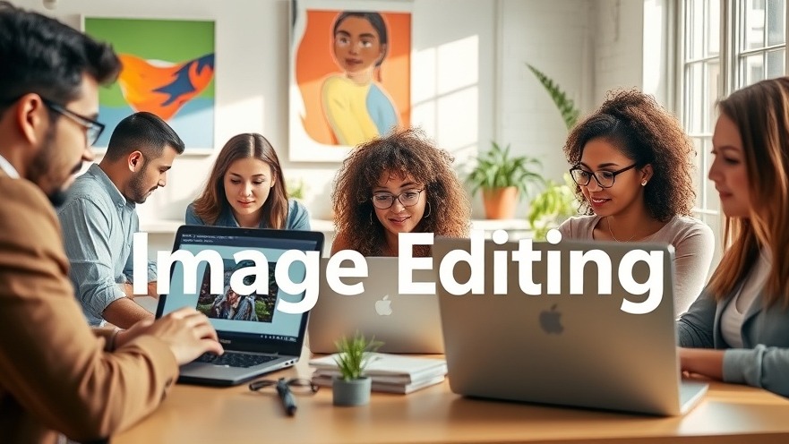 Professionals using kostenlose Bildbearbeitung for image optimization in a vibrant workspace.