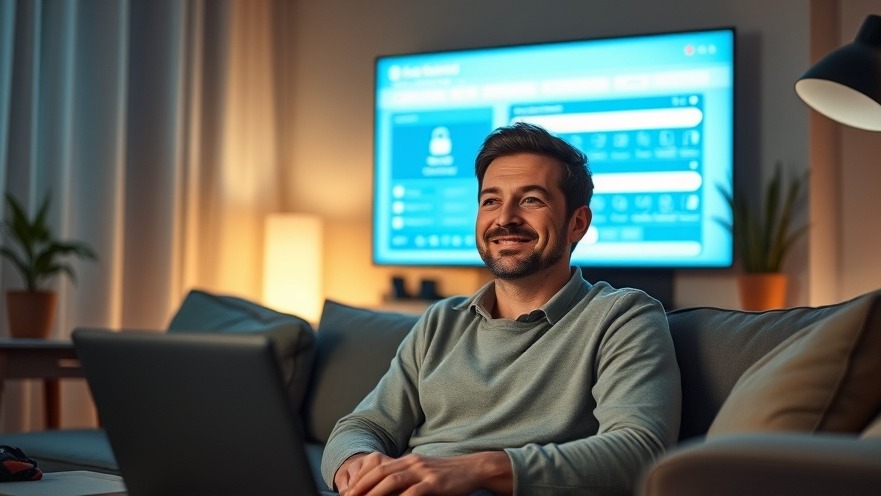 Person feeling secure in a cozy room, highlighting Passwortschutz and digitale Sicherheit.