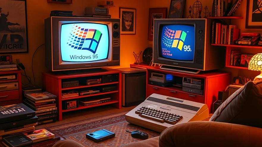 Nostalgic living room with a glowing Commodore 64 and vintage TV, reflecting Datenschutz.