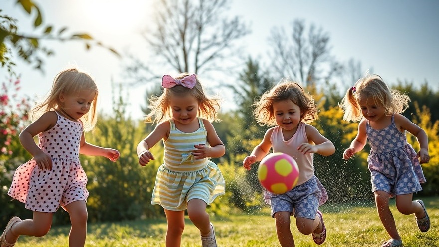 Aktives Spiel im Freien: Kinder genießen Sommer Spaß mit Ball und Wasser im Garten.