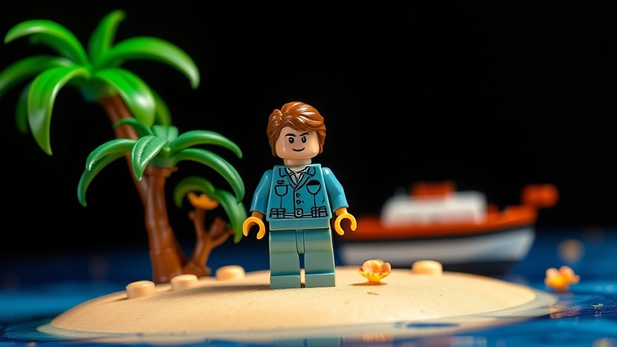 Farbenfrohe LEGO IDEAS 40566 Figur auf Miniatur-Insel, fördert kreatives Spielen.