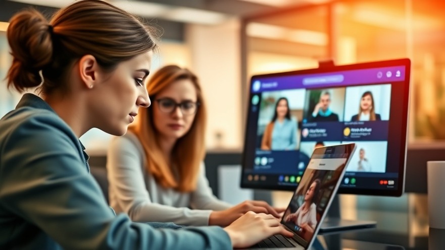 Modern office with professionals on Microsoft Teams, highlighting Datenschutz and privacy features.