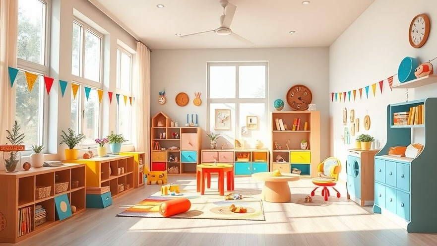 Bright children's playroom with colorful, creative toys for frühkindliche Bildung.