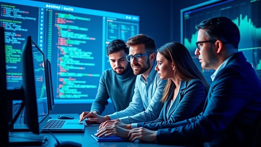 Diverse IT professionals discussing Microsoft 365 security in a tech-savvy environment.