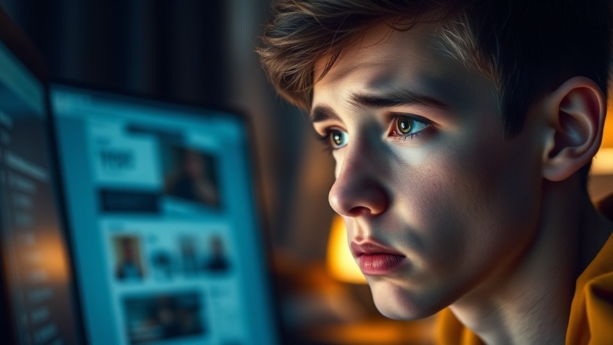 Concerned young adult checks computer for Altersverifikation and Datenschutz.