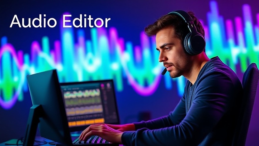 Person focused on Audio-Bearbeitung, editing Audiodateien with vibrant sound waves.