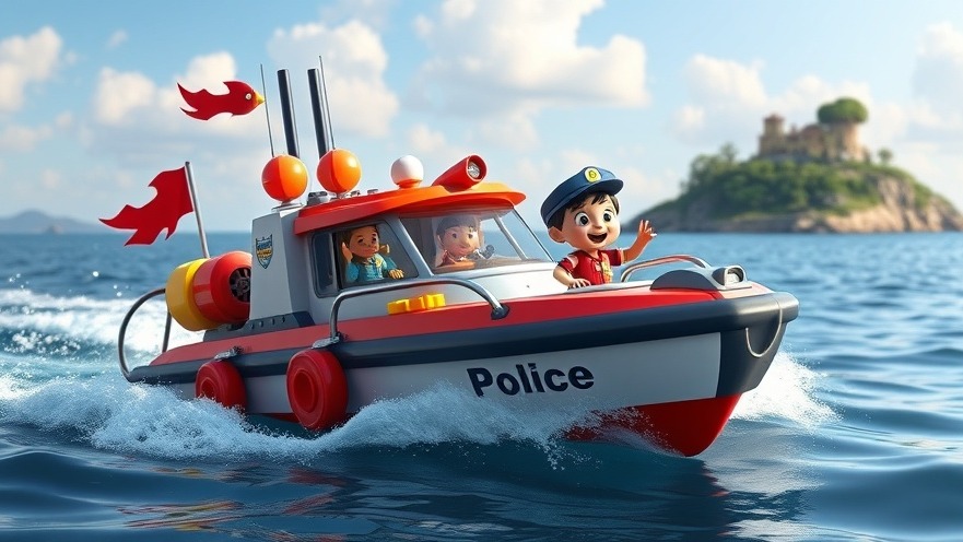 Buntes Spielzeug-Polizeiboot für kreatives Spiel und sozial-emotionale Entwicklung.