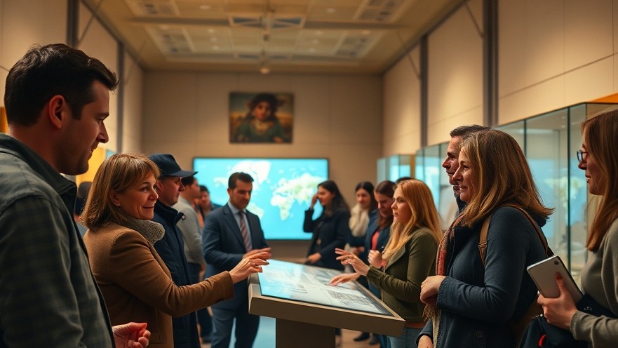 Enthusiastic visitors exploring digitale Ausstellungen in Stormarn's modern museum.