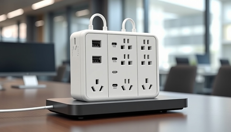 Elegant Tessan Steckdosenturm mit USB C on a desk in an office.