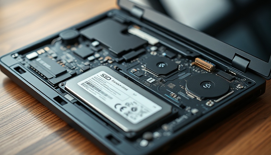 Laptop selbst aufrüsten SSD shown with open internal components.
