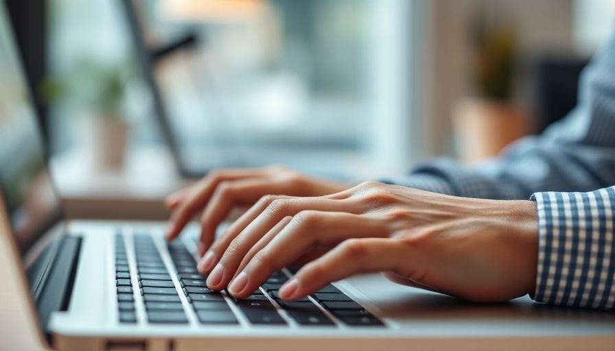 Hands typing on laptop keyboard; Datenschutz in Deutschland concept.