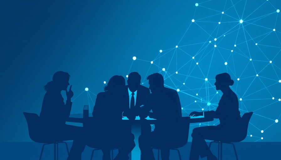 Abstract group collaboration in futuristic setting, ISB Boot Camp 2024.