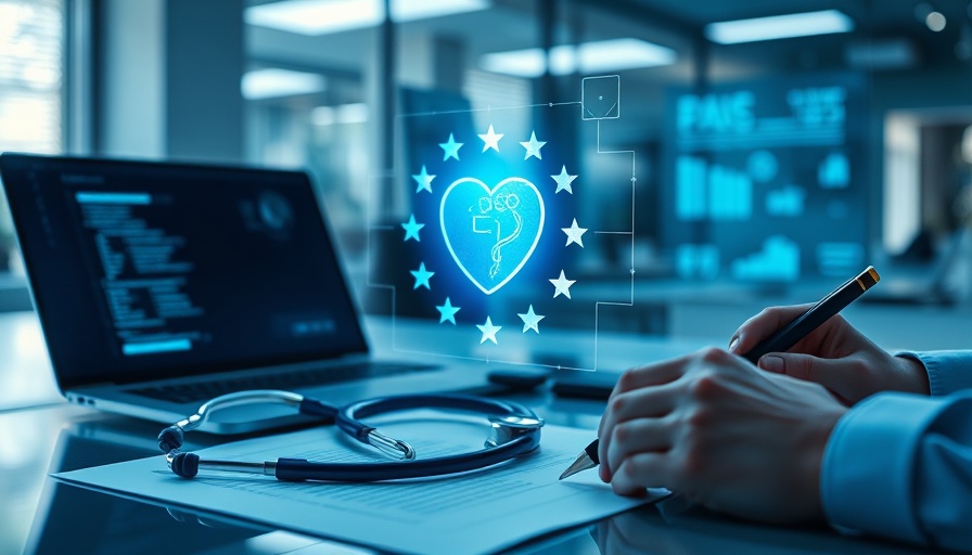 Futuristic digital workspace illustrating European Health Data Space.