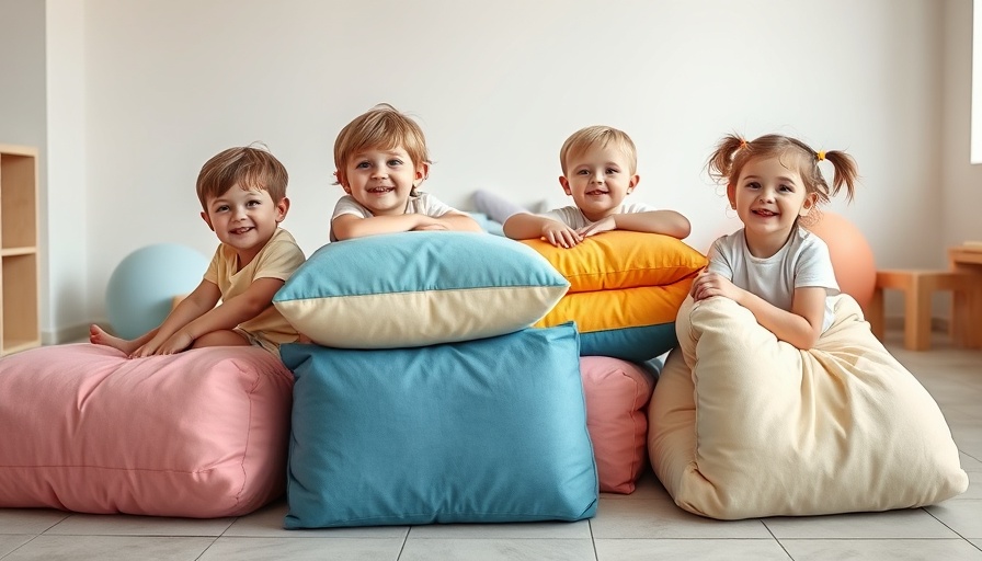 Kids enjoying XXL-Stapelsteine Original Grow cushions in playroom.