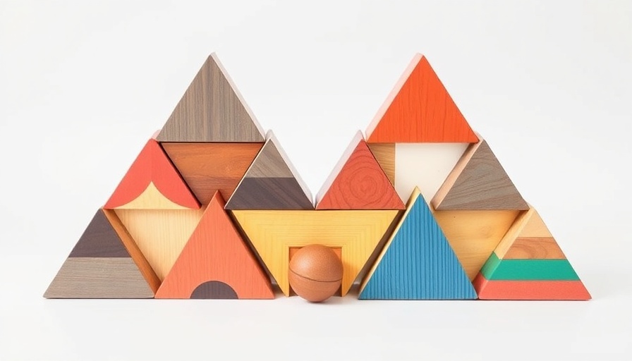 Kreatives Spiel für 2-Jährige: Colorful wooden pyramid blocks.
