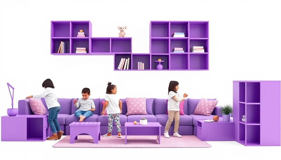 Children enhancing Grobmotorische Fähigkeiten with purple modular furniture.