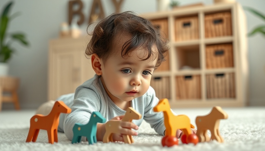 Young child playing with toys during post-holiday toy rotation.