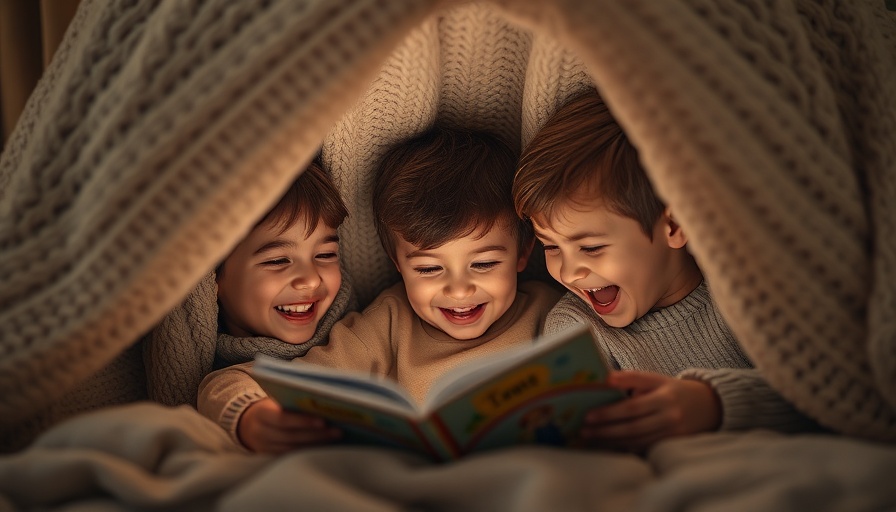 Siblings reading in a cozy blanket fort, glowing lantern.