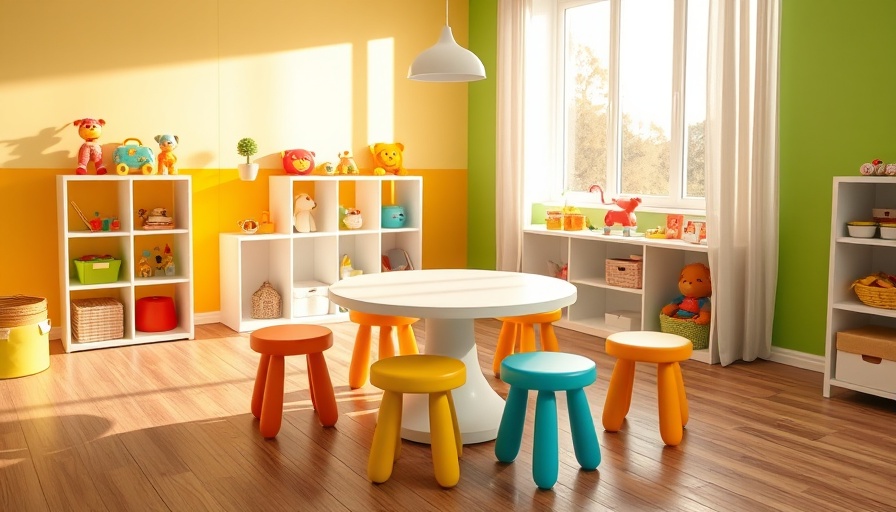 Spielerisches Babyzimmer mit bunten Möbeln und Dekorationen.