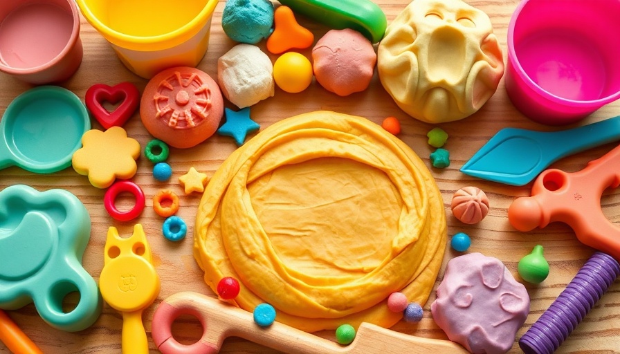 Colorful playdough activities for toddlers set with tools and accessories.