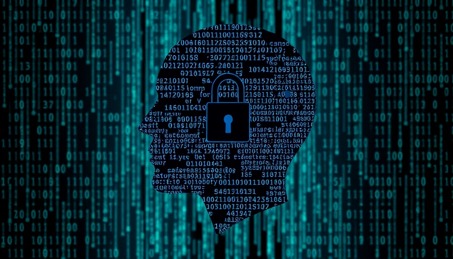Digital illustration of privacy concerns in technology, code-filled head.