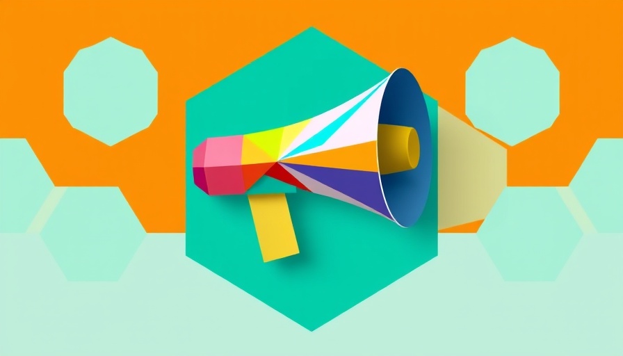 Stylized megaphone icon on geometric background, Reconnect Gaza telecommunications infrastructure theme.