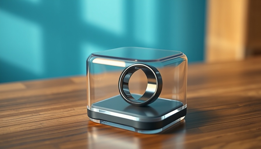 Smart ring in transparent case on wooden table, Datenschutz