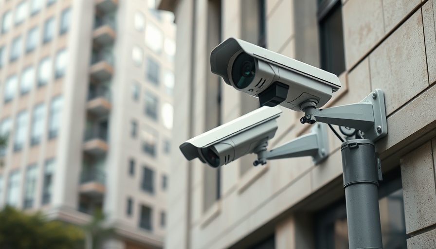Surveillance cameras on a pole by a building wall in Köln.