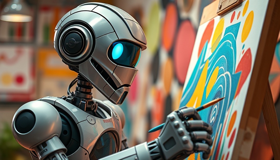 California A.B. 412 bill impact on startups depicted with a robot painting creatively.