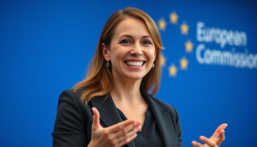 Confident woman presenting at European Commission on Digital Markets Act