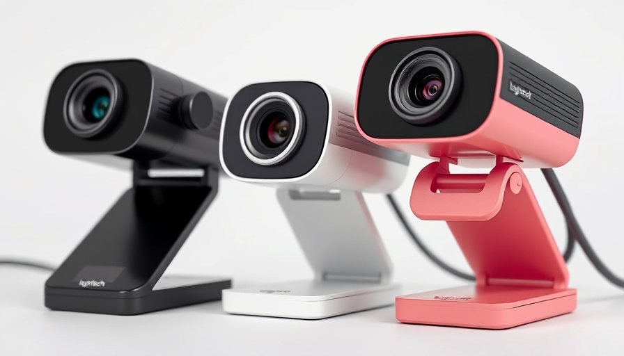 Colorful Logitech webcams in black, white, pink designs