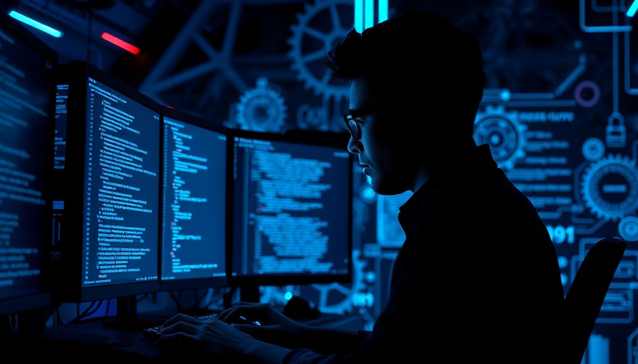 Programmer using kostenlose Backup-Software in futuristic tech setting.