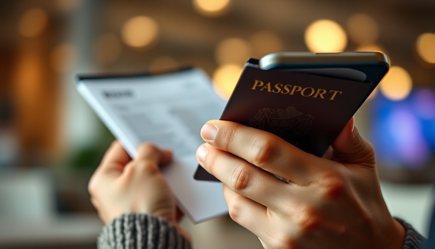 Person checking passport for Schreibfehler im Reisepass, holding smartphone.