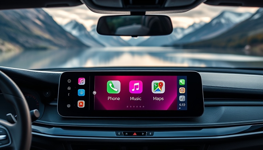 CarPlay und Android Auto on a sleek infotainment display with app icons.
