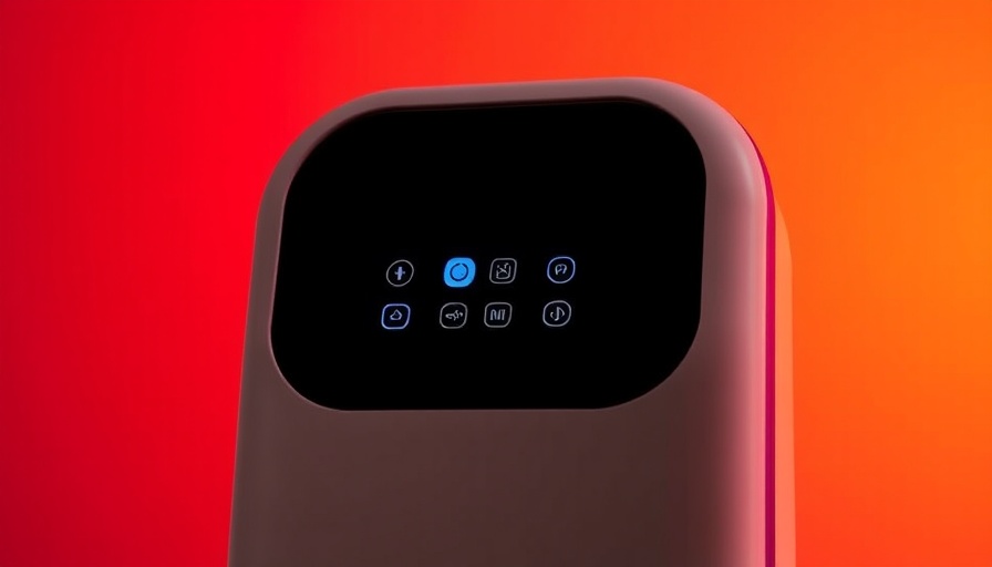 Modern air purifier testing with digital display.