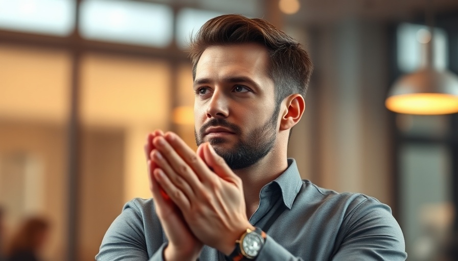 Professional man clapping with a focused expression.