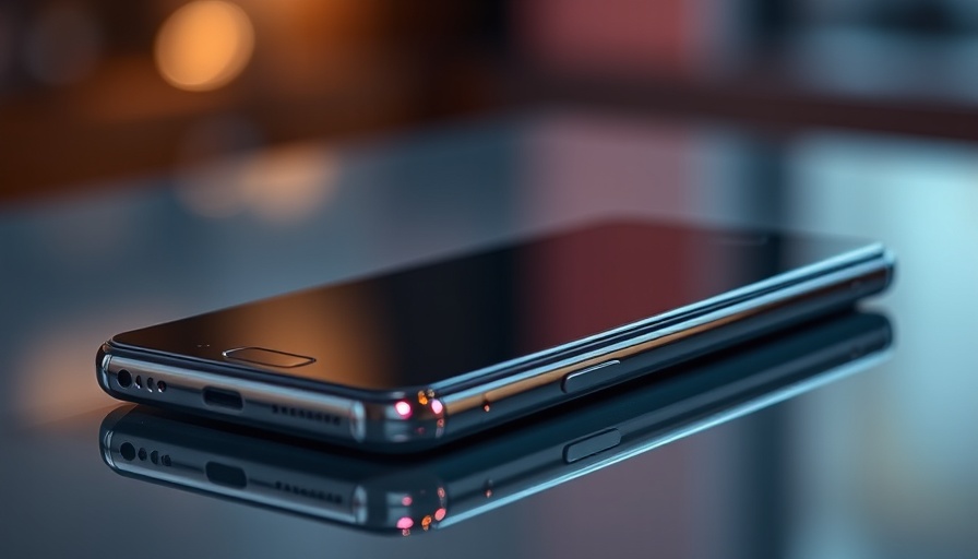 Samsung smartphone with blurred reflection, Samsung-Updates theme.