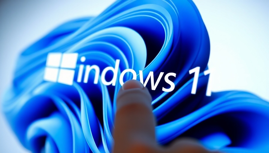 Close-up of Windows 11 logo on screen with finger touching for Windows Update Preview.