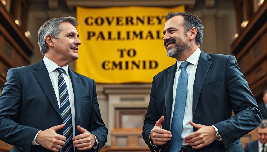 Two men discussing the Abschaffung Informationsfreiheitsgesetz inside a government building.