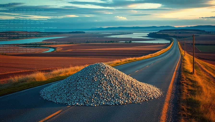 Surreal landscape with digital code and gravel pile at Zentrum für digitale Souveränität.