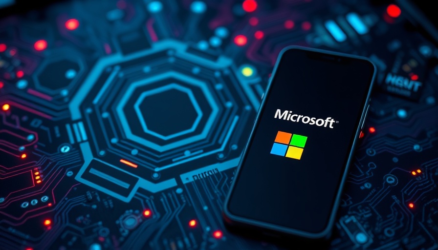 Tech imagery with AI elements and Microsoft branding, Factory Operations Agent.